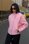 Dik Yaka Çıtçıtlı Oversize Kısa Ceket 6204