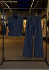 Dik Yaka Denim Yelek ve Bol Paça Pantolon İkili Takım 10363