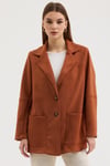 Düğmeli Basic Süet Blazer Ceket  6174