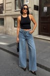 Geniş Paça Taş Detaylı Jean 0150