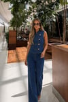 Hakim Yaka Gold Düğmeli Denim Yelek ve Bol Paça Pantolon Takım 10362