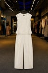 Jakarlı Kolsuz Peplum Bluz ve Bol Paça Pantolon Takım 10367