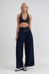 Kemerli Geniş Paça Pantolon   0123