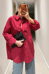Kırmızı Çizgili Poplin Gömlek 3509