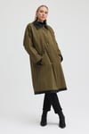 Kol ve Yakası Deri Detaylı Oversize Trençkot   7104 R1-H-K4