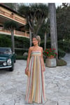 Pastel Çizgili Straplez Maxi Elbise 2062