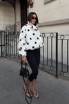 Puantiyeli Dik Yaka Oversize Kısa Ceket 6202