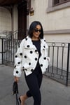 Puantiyeli Dik Yaka Oversize Kısa Ceket 6202