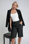 Yüksek Bel Tweed Bermuda Şort 0115