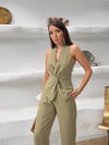 Zr Model Bluz Pantolon Premium Keten Takım - Haki
