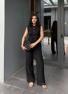 Zr Model Bluz ve Kargo Cepli Pantolon Premium Takım  - Siyah