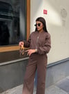 Zr Model Bomber Ceket Pantolon Premium İkili Takım - Kahve