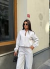 Zr Model Bomber Ceket Pantolon Premium İkili Takım - Beyaz