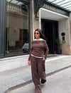 Zr Model Buzi Garnili Premium Üçlü Takım - Kahve