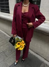 Zr Model Ceket Pantolon Büstiyer Premium 3lü Set - Bordo