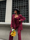 Zr Model Ceket Pantolon Büstiyer Premium 3lü Set - Bordo