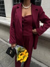 Zr Model Ceket Pantolon Büstiyer Premium 3lü Set - Bordo