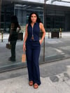 Zr Model Çift Fermuarlı Bluz Pantolon Premium Takım  - Lacivert