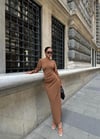 Zr model düz uzun model şık elbise - KAHVE