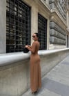 Zr model düz uzun model şık elbise - KAHVE