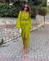 Zr model etekli keten ikili takım - YEŞİL