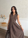 Zr Model Fermuarlı Premium Elbise  - Kahve