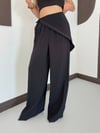 Zr Model Fularlı Taşlı Premium Pantolon - Siyah