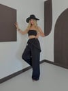 Zr Model Fularlı Taşlı Premium Pantolon - Siyah