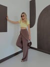 Zr Model Fularlı Taşlı Premium Pantolon - Kahve