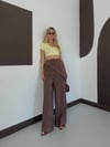 Zr Model Fularlı Taşlı Premium Pantolon - Kahve