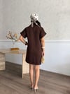 Zr Model Gabardin Premium Gömlek Elbise  - Kahve