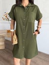 Zr Model Gabardin Premium Gömlek Elbise  - Haki