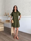 Zr Model Gabardin Premium Gömlek Elbise  - Haki