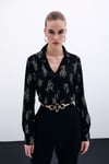 Zr Model Gold Desenli Premium Gömlek  - Siyah