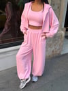 Zr Model Kapüşonlu Bluz Pantolon Premium Üçlü Takım - Pembe