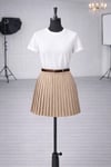Zr Model Kemerli İç Şortlu Piliseli Premium Etek - Bej