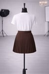 Zr Model Kemerli İç Şortlu Piliseli Premium Etek - Kahve