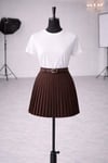 Zr Model Kemerli İç Şortlu Piliseli Premium Etek - Kahve