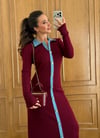 Zr Model Kot Garnili Premium Triko Elbise - Bordo