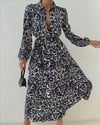 Zr model kuşaklı gömlek elbise - MULTİ