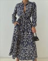Zr model kuşaklı gömlek elbise - MULTİ
