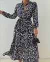 Zr model kuşaklı gömlek elbise - MULTİ