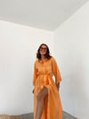 Zr model pamuklu gömlek elbise - ORANJ