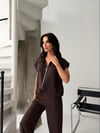 Zr Model Paraşüt Garnili Premium İkili Takım - Kahve