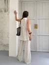 Zr Model Puantiyeli Halter Yaka Premium İkili Takım - Bej