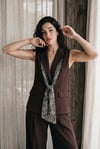 Zr Model Şallı Yelek Pantolon Premium İkili Takım - Kahve