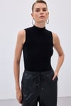 Zr Model Sıfır Kol Sakallı Triko Bluz - Siyah