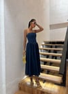 Zr Model Straplez Premium Kot Elbise - Mavi