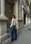 Zr model transparan detay triko bluz - EKRU