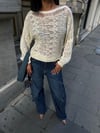 Zr model transparan detay triko bluz - EKRU